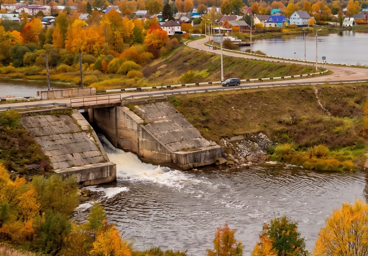 Капитальный ремонт плотины в г. Кудымкар